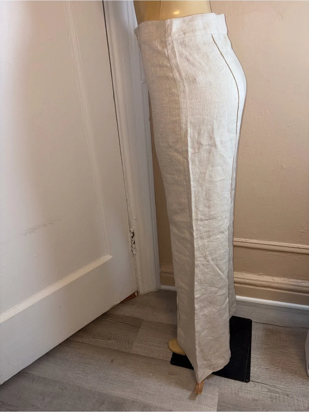 Reformation Cream High-Waist Wide-Leg Linen Pants